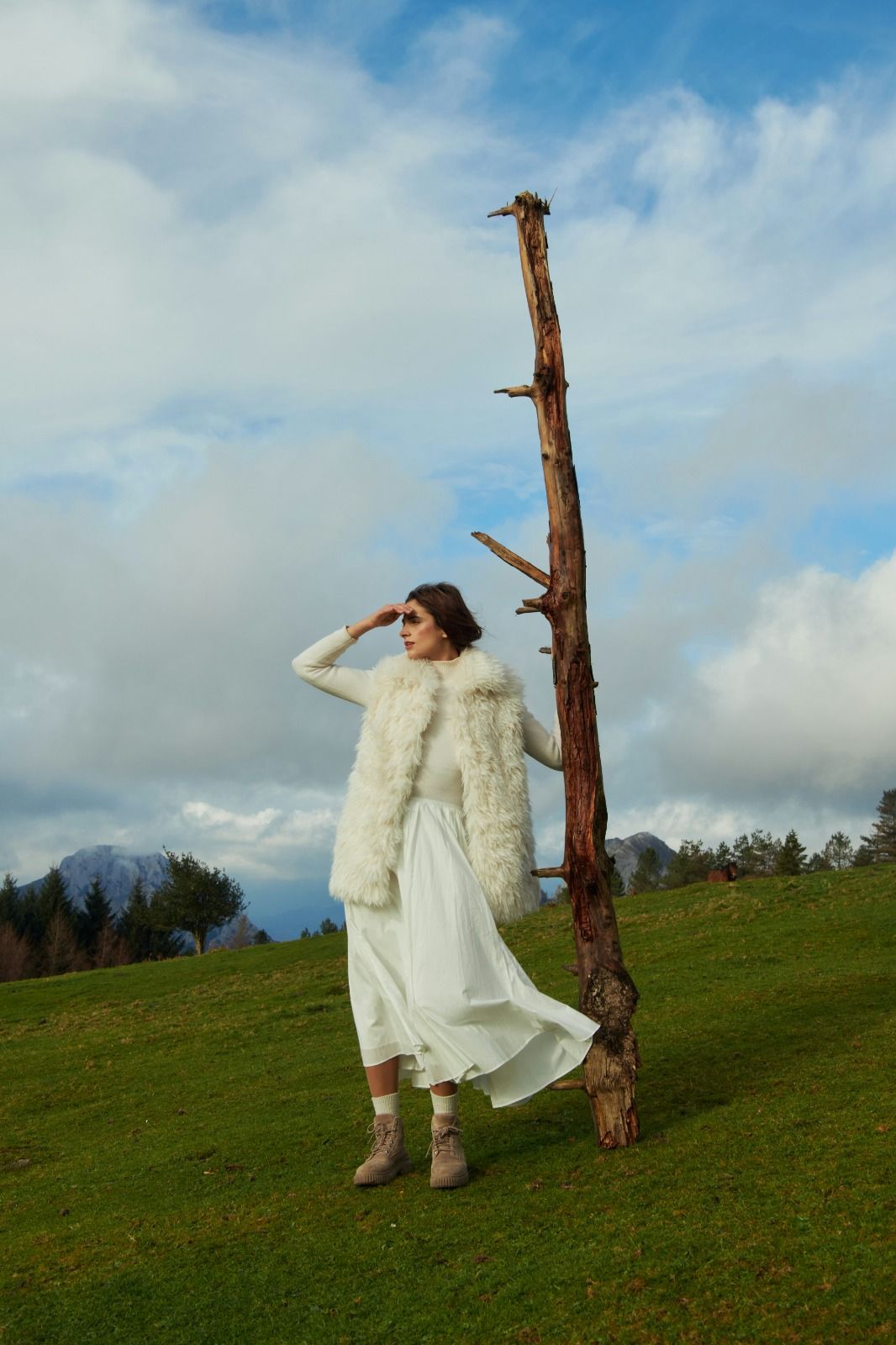 Fashion model in an outdoor editorial look